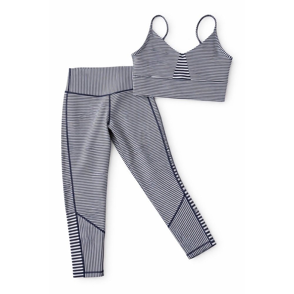 DYI Define Your Inspiration Stripe‎ Legging Set L Navy White Made USA NWOT